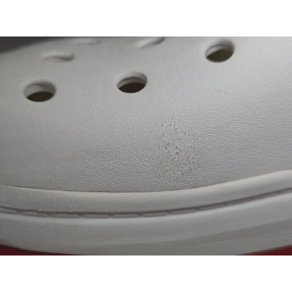 Crocs Crocband Men's Shoes Size 7 Women's 9 White‎ Red Slip On Clog 206122